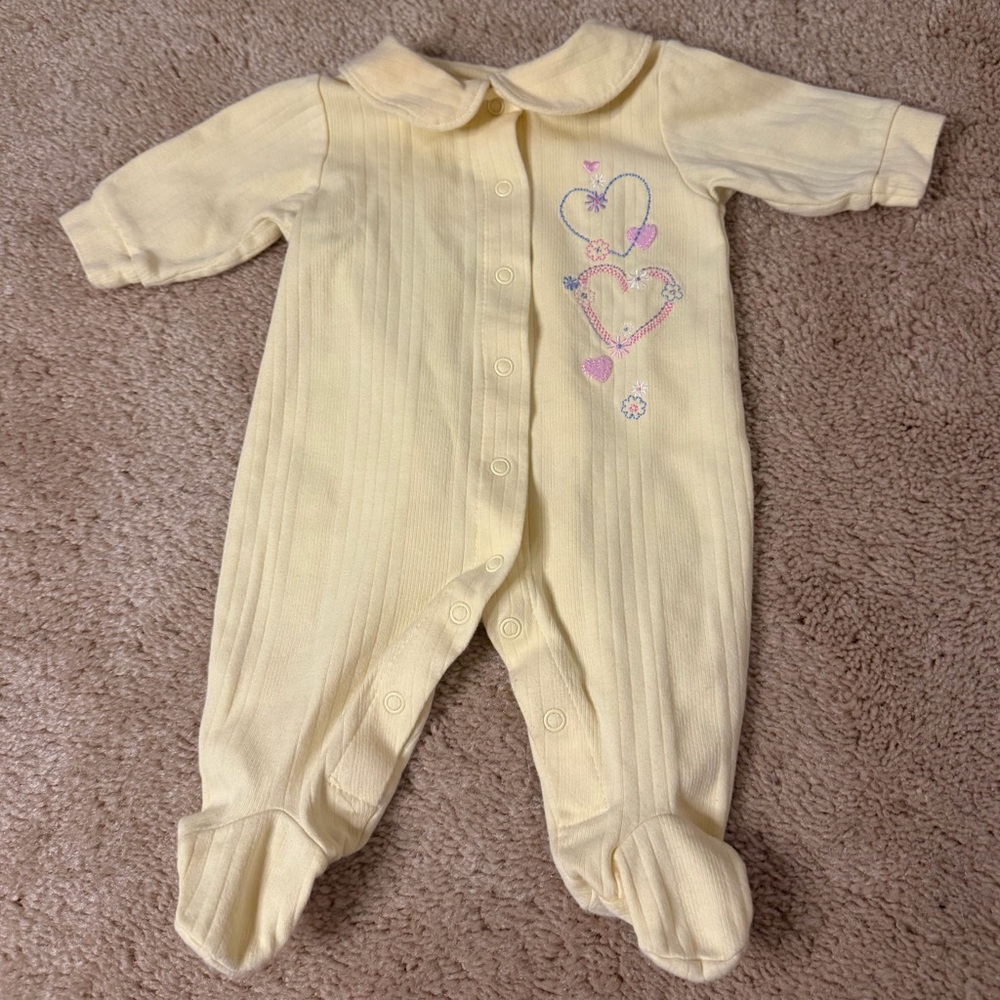 Vintage Yellow Baby 100% Cotton Snap Footed Sleeper